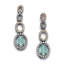 Rose Gold-Plated Gunmetal Toned Sea Green American Diamonds Studded Ovate Shaped Necklace & Earrings Jewellery Set