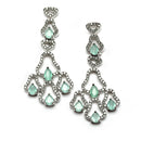 Rhodium-Plated Sea Green American Diamond Studded Quirky Design Necklace with Earrings Jewellery Set