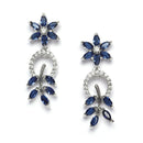 Rhodium-Plated American Diamond Studded Leaf & Circular Shaped Necklace With Earrings Set