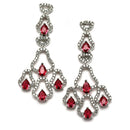 Rhodium-Plated Red American Diamond Studded Quirky Design Necklace with Earrings Jewellery Set