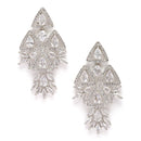 Rhodium-Plated White American Diamond studded Triangular Shaped Drop Earrings