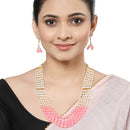 Gold-Plated White and Pink Pearl Beaded Layered Jewellery Set
