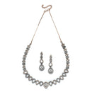 Rose Gold-Plated Gunmetal Toned White American Diamonds Studded Spheroid Necklace & Earrings Jewellery Set