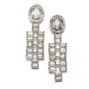 Rhodium-Plated White Round Shape American Diamonds Studded Necklace & Earrings Jewellery Set