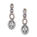 Rose Gold-Plated Gunmetal Toned White American Diamonds Studded Ovate Shaped Necklace & Earrings Jewellery Set