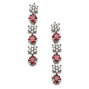 Rhodium-Plated Red American Diamond Studded Star Shaped Layered Necklace & Earrings Jewellery Set