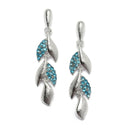 Silver-Plated Blue Cubic Zirconia Studded Leaf Shaped Necklace with Earrings Jewellery Set