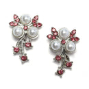 Silver-Plated Pink Cubic Zirconia & White Pearls Studded Jewellery Set