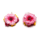 Gold-Plated Pink-Yellow Floral White Pearls Beaded Haldi & Mehendi Jewellery Set with Maang Tikka & Haathphool