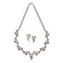 Silver-Plated Pink Cubic Zirconia & White Pearls Studded Jewellery Set