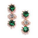 Rose Gold-Plated Green & White American Diamond Studded Star Shaped Necklace with Earrings Jewellery Set