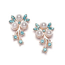 Rose Gold-Plated Blue Cubic Zirconia & White Pearls Studded Jewellery Set