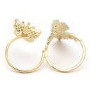 Gold-Plated  Butterfly & Leaf Shaped Pink Cubic Zirconia Studded  Ring