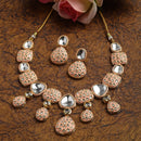 Gold-Plated Kundan Studded Pink Enamelled Necklace With Earrings Jewellery Set