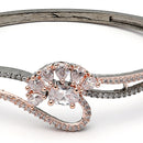 Rose Gold-Plated Black Toned Flower Shaped White American Diamond Studded  Bracelet