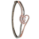 Rose Gold-Plated Black Toned Flower Shaped White American Diamond Studded  Bracelet