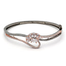 Rose Gold-Plated Black Toned Flower Shaped White American Diamond Studded  Bracelet