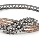 Rose Gold Plated Black Toned White American Diamond Studded  Bracelet