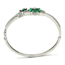 Rhodium-Plated Silver Toned Emerald Green American Diamond Studded Bracelet