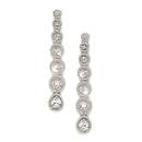 Rhodium-Plated Silver Toned White American Diamond studded Circular Shaped Drop Earrings