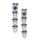 Rhodium-Plated Silver Toned Circular Navy Blue American Diamond Long Necklace with Earrings Jewellery Set