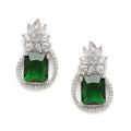 Rhodium Plated Paisley Shape AD Stone Contemporary Studs Earrings
