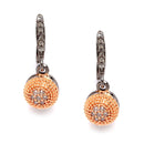 Rose Gold-Plated Gunmetal Toned White Cubic Zirconia studded Round Shaped Cute Pendant with Earrings