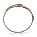 Rose Gold-Plated Black Toned  Teardrop Shaped Multi-Colour American Diamond Studded Bracelet