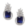 Rhodium Plated Paisley Shape AD Stone Contemporary Studs Earrings