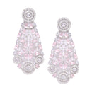 Rhodium-Plated Silver Toned Pink American Diamond Choker Necklace with Earrings Jewellery Set