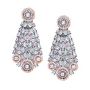 Rose Gold-Plated Gunmetal Toned Sea Green American Diamond Choker Necklace with Earrings Jewellery Set