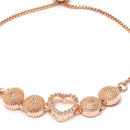 Rose Gold-Plated Heart Shaped White American Diamond Studded Bracelet
