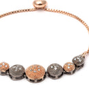 Rose Gold Plated Black Toned Round Shaped White American Diamond Studded Bracelet