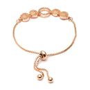 Rose Gold-Plated  Circular Shaped White American Diamond Studded Bracelet