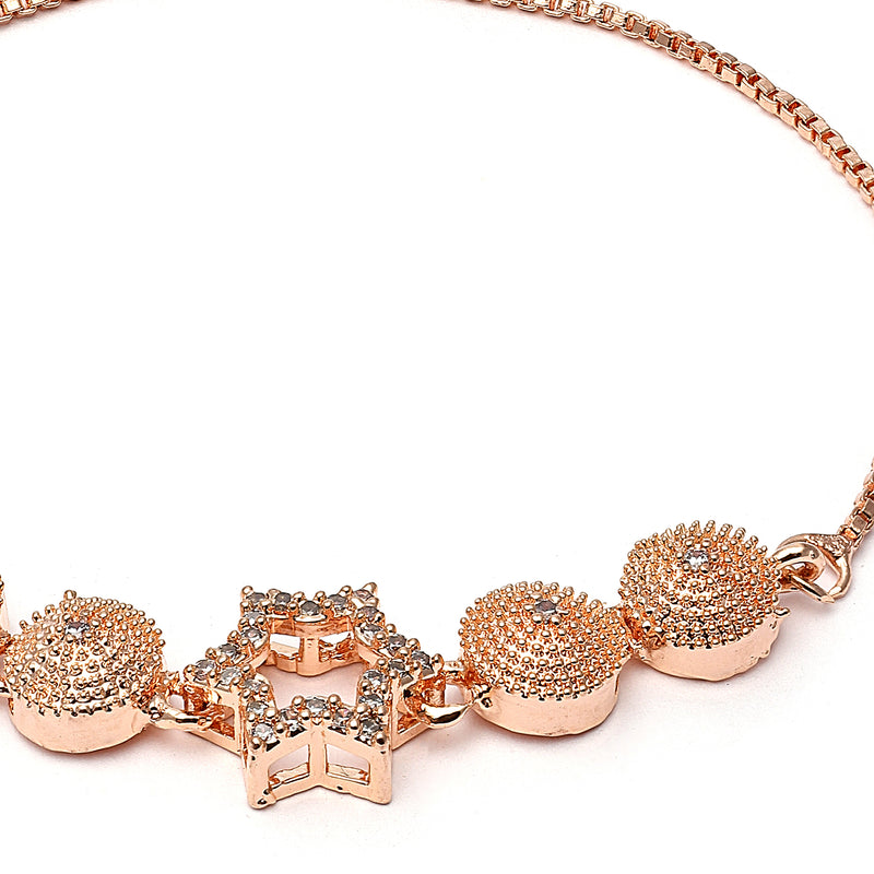 Rose Gold-Plated Star Shaped American Diamond Studded  Bracelet
