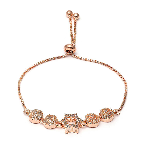 Rose Gold-Plated Star Shaped American Diamond Studded  Bracelet