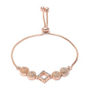 Rose Gold-Plated Square Shaped White American Diamond Studded Link Bracelet