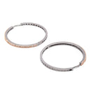 Rose Gold-Plated Gunmetal Toned White American Diamond studded Circular Shaped Hoop Earrings