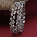 Silver-Plated White American Diamond Studded Handcrafted Bangles Set of 2