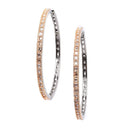 Rose Gold-Plated Gunmetal Toned White American Diamond studded Circular Shaped Hoop Earrings