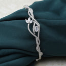 Rhodium-Plated White American Diamond Studded Handcrafted Kada Bracelet