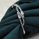 Rhodium-Plated Silver Toned White American Diamond Studded Kada Bracelet