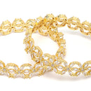 Gold-Plated White American Diamond studded Floral Shaped Bangles Jewellery Set (Set Of 2)