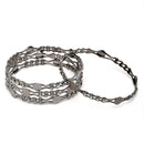 Oxidised Silver-Plated Black Toned White American Diamond studded Temple Coin Bangles Jewellery Set (Set Of 4)