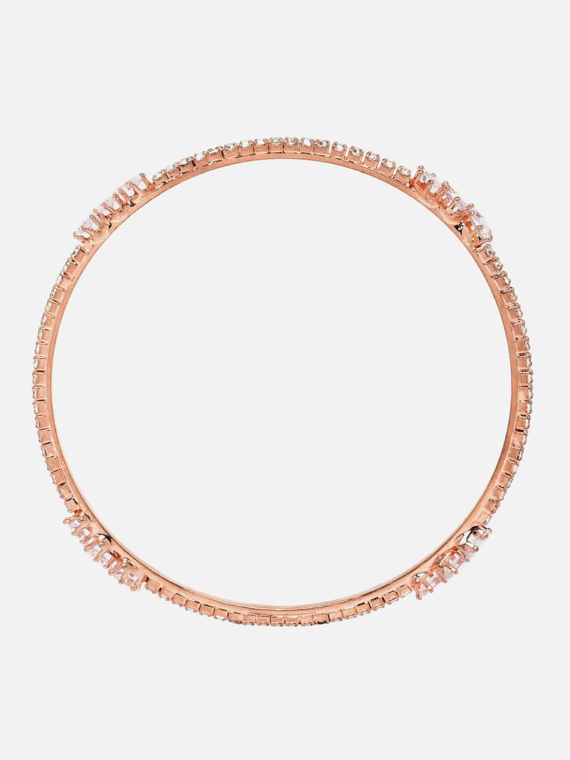 Rose Gold-Plated White American Diamond studded Bangles Jewellery Set (Set Of 4)