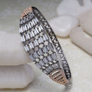 Rose Gold-Plated Black Toned Multi Row White American Diamond Studded  Bracelet