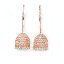 Rose Gold-Plated Dome Shaped American Diamond Jhumkas Earrings