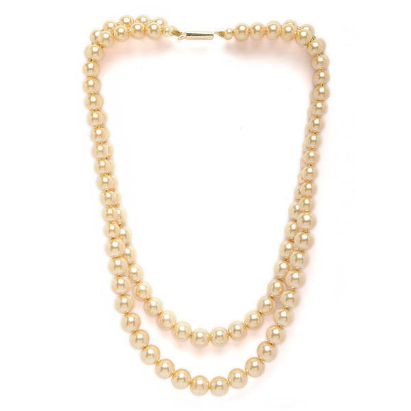 Gold-Plated Champagne Pearls Studded Layered Necklace