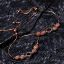 Set of 2 Rose Gold Plated Brass Adjustable Contemporary Bracelet Pull-Chain for Women