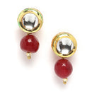 Gold-Plated Maroon Kundan Studded Pearl Shaped Necklace with Earrings Jewellery Set